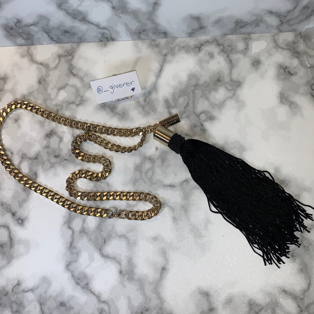 Marc Jacobs ‘Decadence’ Black Tassel Gold Chain Necklace